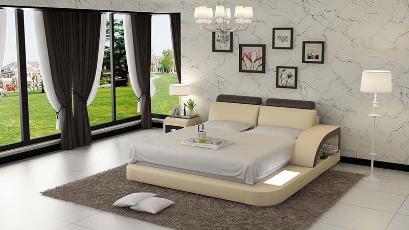 Luxus Bett Beleuchtung Lederbett Betten Sofa Big 140/160/180/200 LB8808