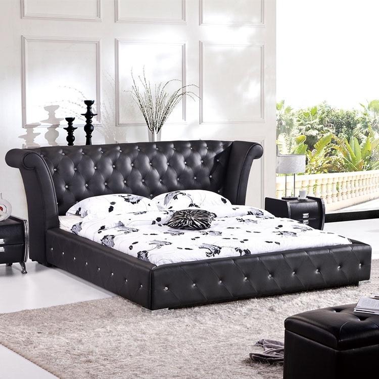 Chesterfield Big Bett XXL Kopfteil Betten Polster Hotel Samt Schwarz Stoff