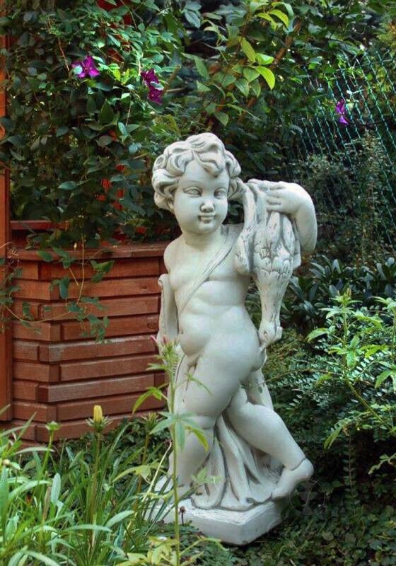 GARTENFIGUR STEINFIGUR FIGUR GARTEN ENGEL SKULPTUR DECORATIVE STEINGUSS