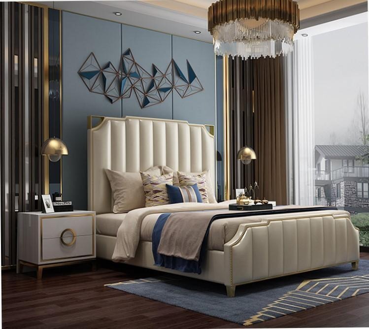 Bett 2x Nachttisch 3 tlg. Schlafzimmer Set Design Modern Luxus Möbel