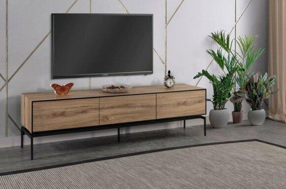 Wohnzimmer RTV Lowboard TV Ständer Braun Holz Sideboard Tisch Modern