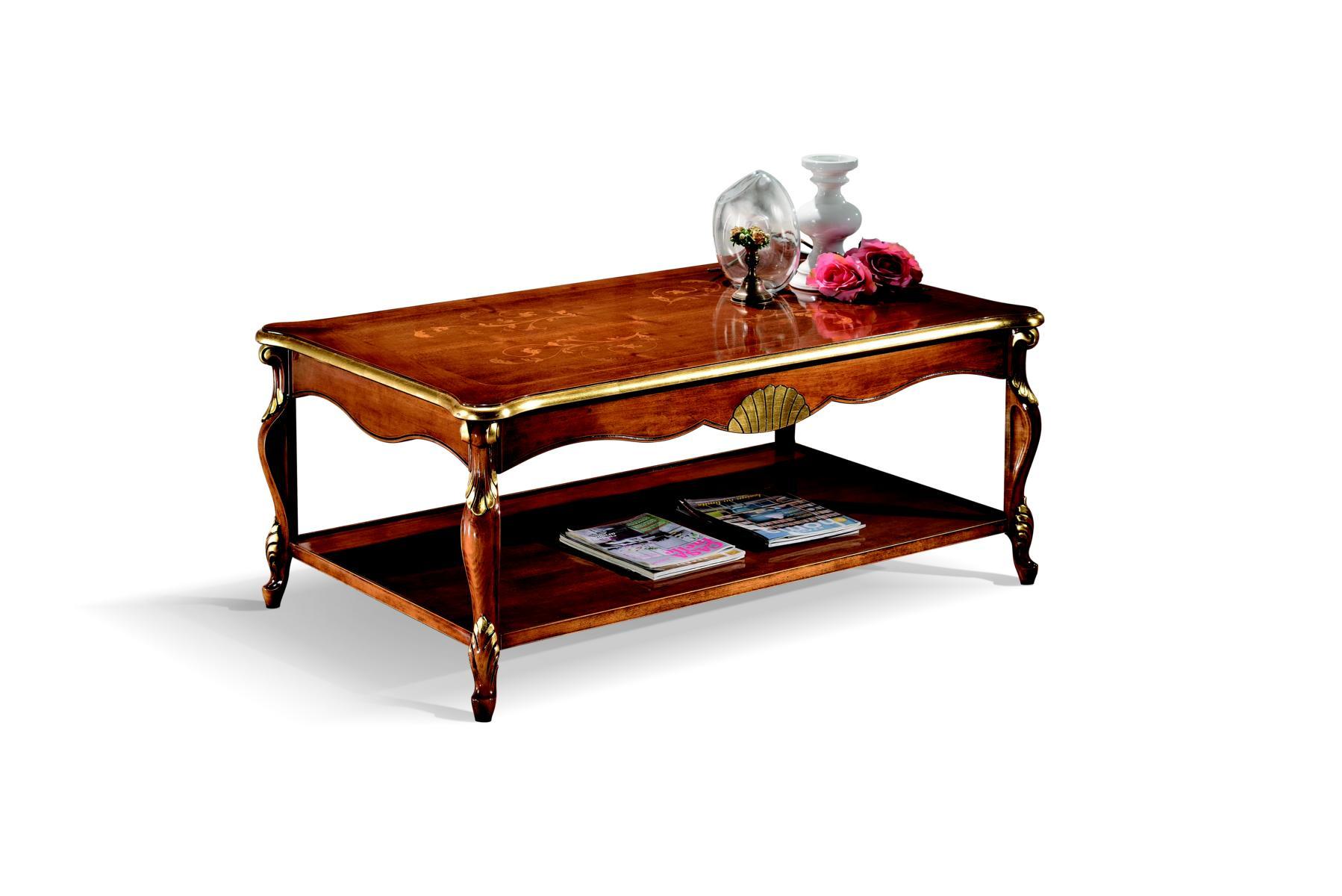 Design Holz Italienische Möbel Barock Stil Braun Couchtisch Wohnzimmer Tisch Neu