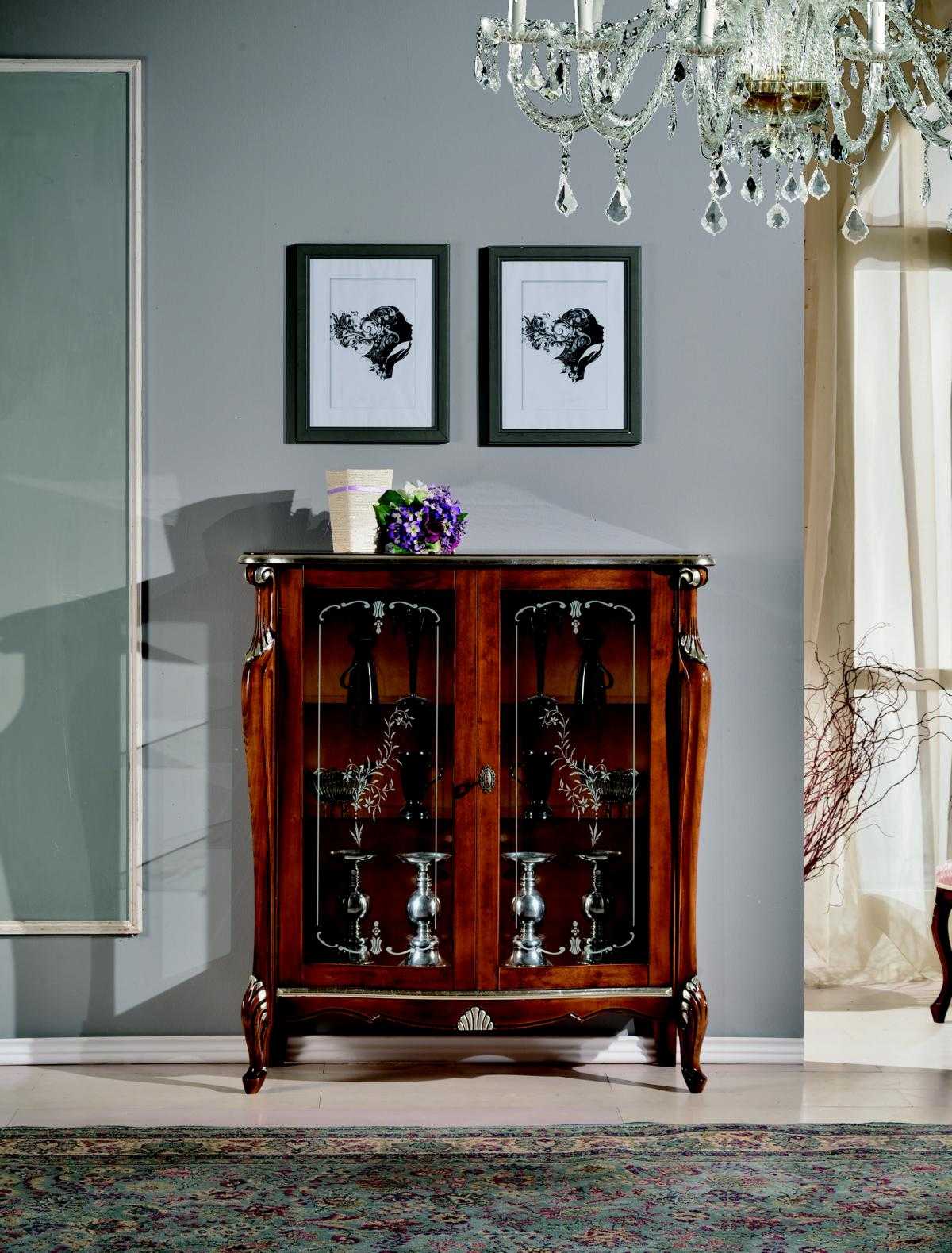 Schick Design Möbel Luxus Holz Vitrine Stil Antik Barock Schrank Italienische Anrichte