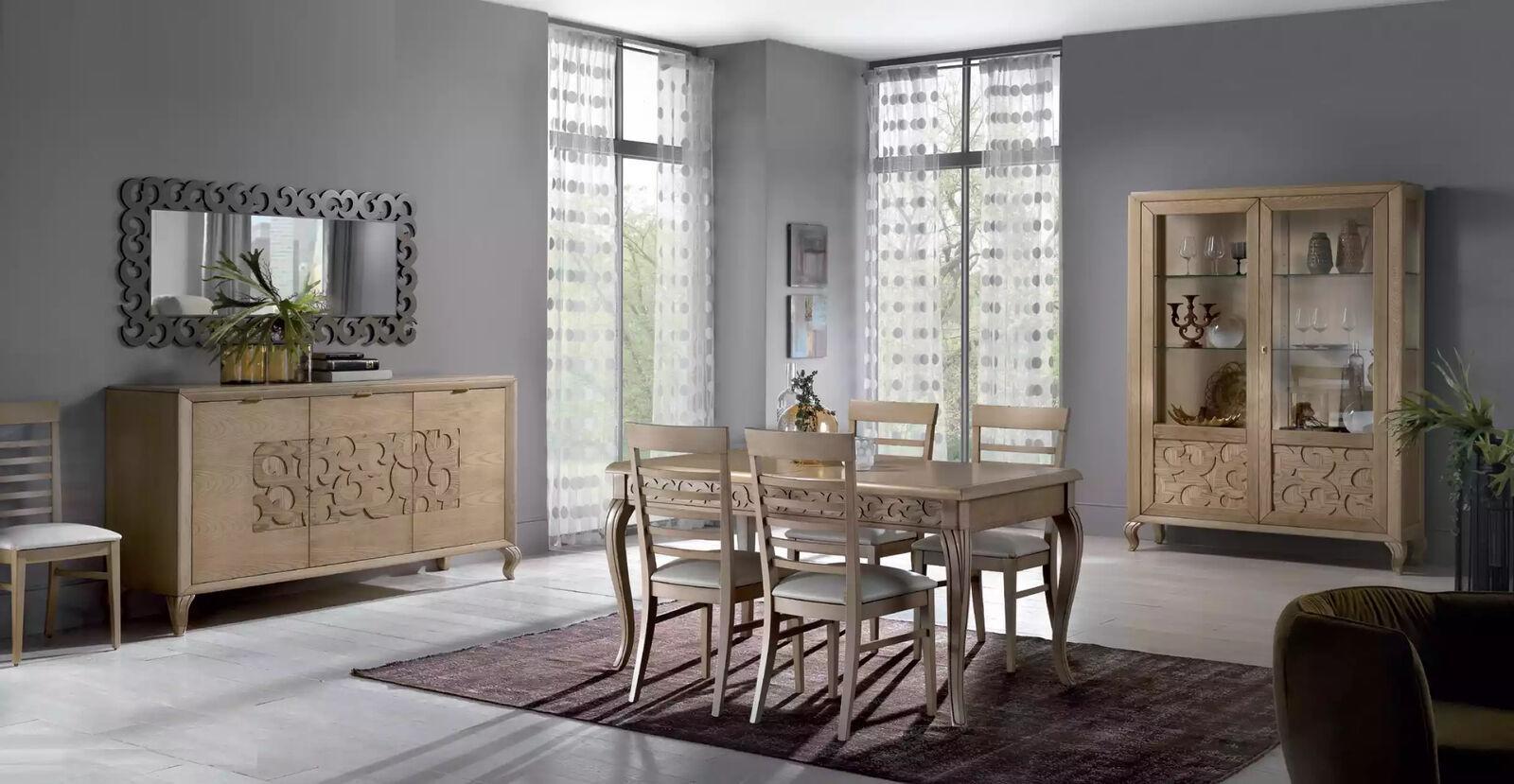 Tisch 4x Stühle Vitrine Sideboard 8tlg Esszimmer Set Gruppe Garnitur Möbel