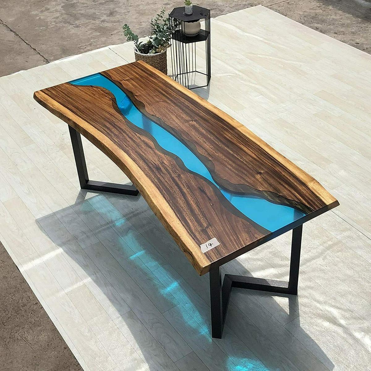 Epoxidharz Couchtisch River Tisch Echtes Holz Massiv Tische 120x60