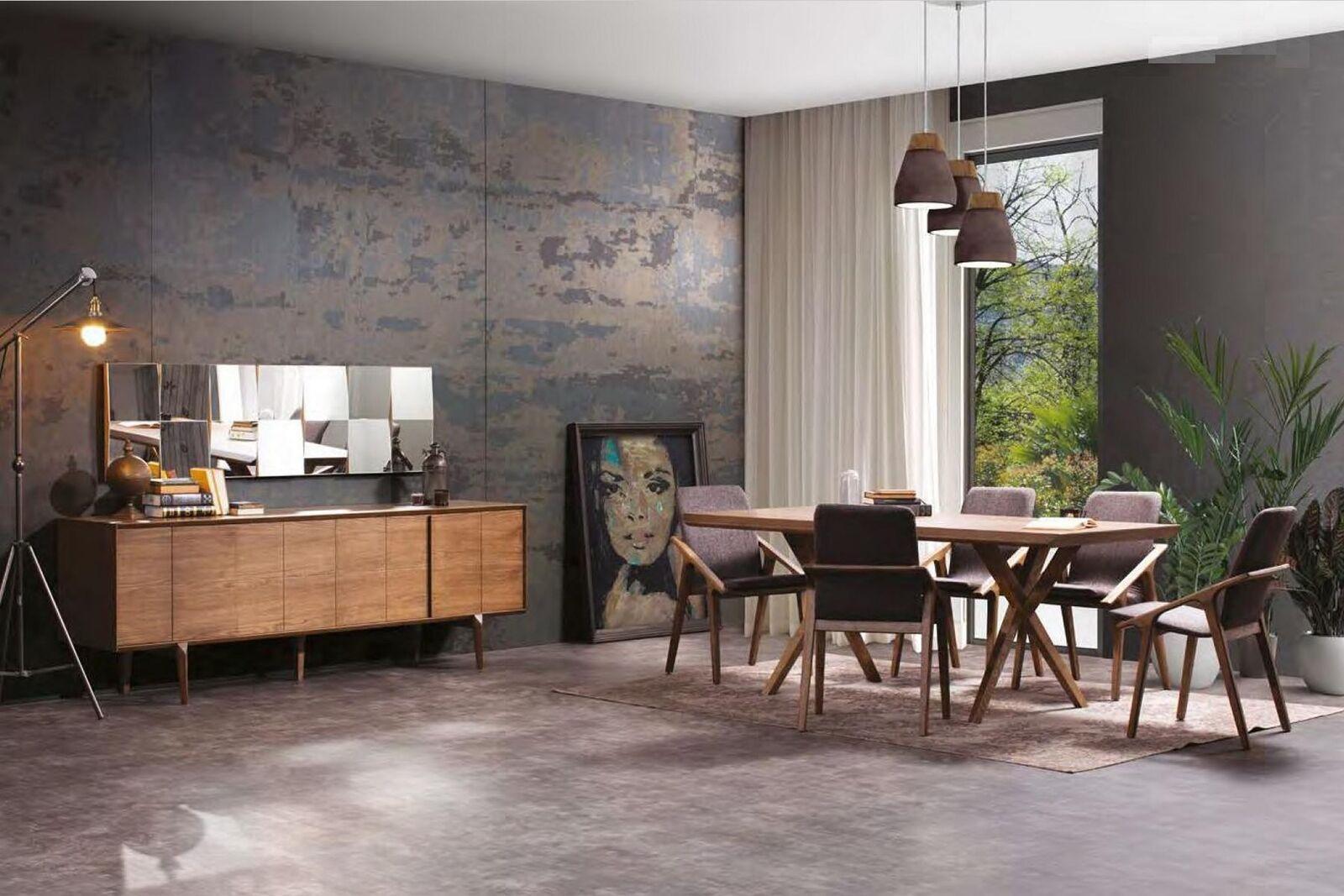 Großes Holz Esszimmer Set Esstisch Sideboard 6x Stühle Möbel Set 9tlg.