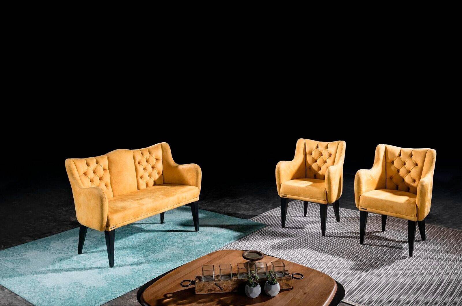 Oranger Wohnzimmer Zweisitzer Luxus Sofas Polster Couchen Stil Modern