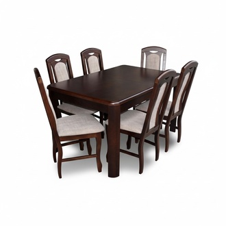 6x Stühle + Tisch Esszimmergarnitur XXL Set Stuhl Garnituren Holz Tisch