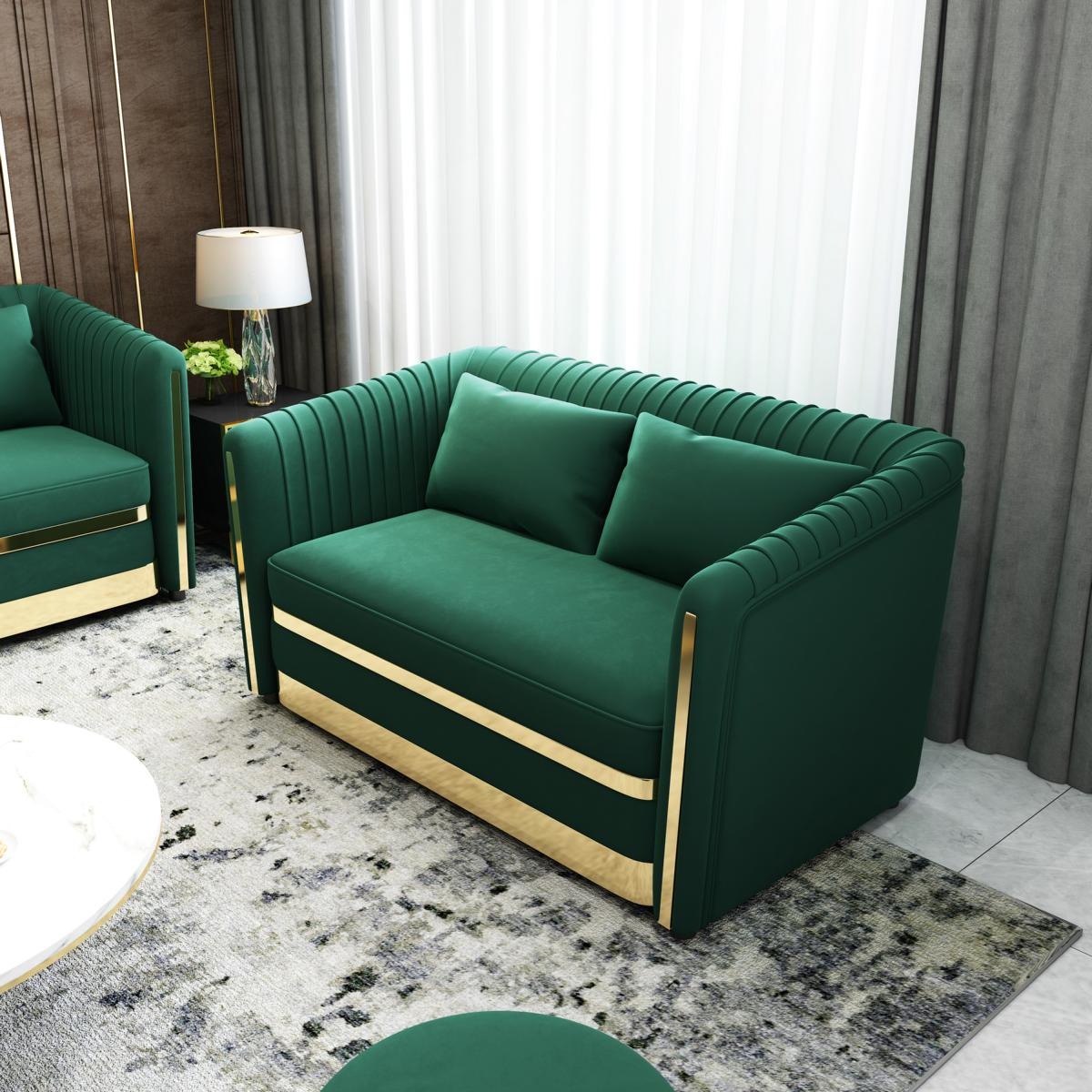 Grün Designer Sofa Couch Polster xxl 2 Sitzer Big Sofas Couchen Textil Leder