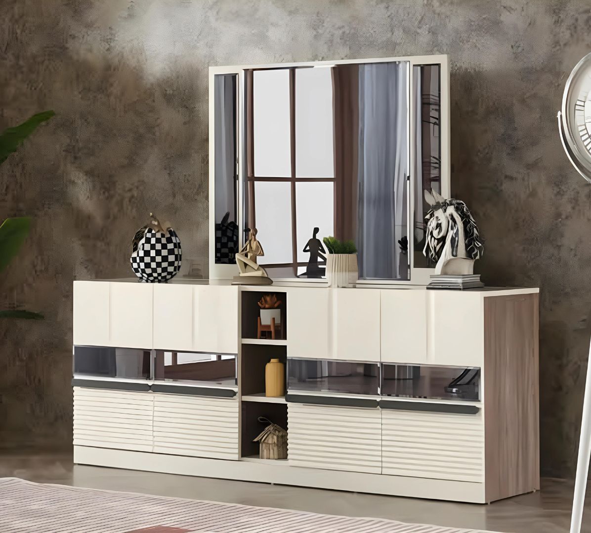 Sideboard mit Spiegel Modern Esszimmer Einrichtung Komplett Luxus Möbel