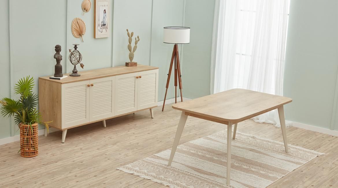 Esszimmer Set 2tlg Esstisch Modern Anrichte Holzmöbel Design Sideboard