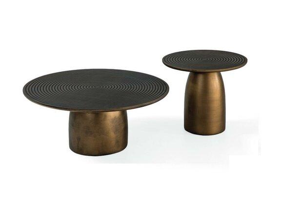 Couchtisch set 2x rund Wohnzimmer Tisch Edelstahl Luxus gold 2tlg. Tische