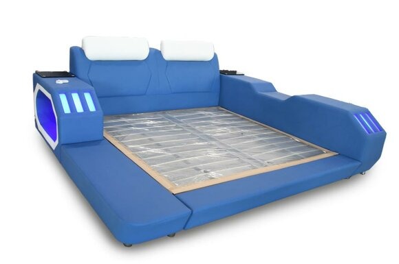 Multifunktion Betten Led Luxus Design Blaues Bett Hotel Doppel