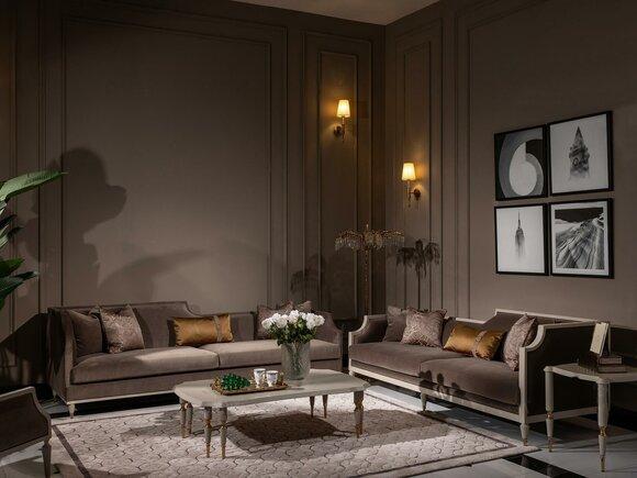 Sofagarnitur Viersitzer 4 Sitz Couchtisch Stoffsofa Polstersofa Braun