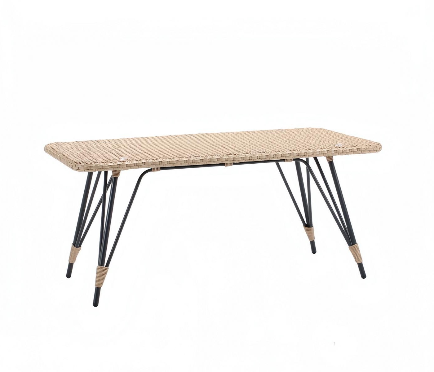 Couchtisch Luxus Kaffeetisch Sofatisch Beistelltisch Rattan Beige Tisch