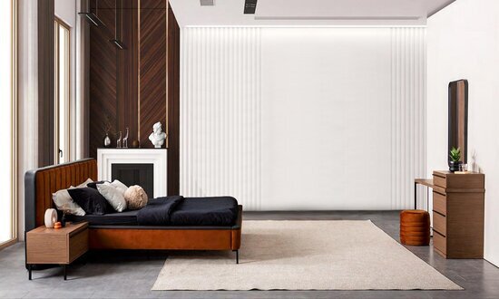 Elegantes Schlafzimmer Set mit Bett, 2 Nachttischen und Schminktisch mit Spiegel Sofort