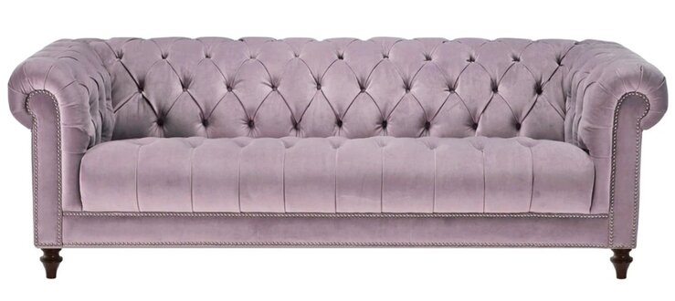 Lila Dreisitzer Stoff Chesterfield Design Couchen Polster Sofas Original Samt