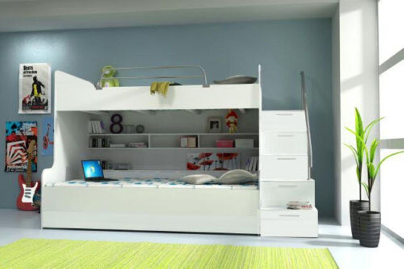 DOPPELSTOCKBETT "HOCHGLANZ" KINDER HOCHBETT ETAGENBETT BETT SOFORT - FARBWAHL
