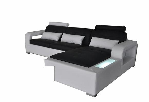 Ledersofa Couch Wohnlandschaft Eck Garnitur Design Modern Sofa Deko L-Form