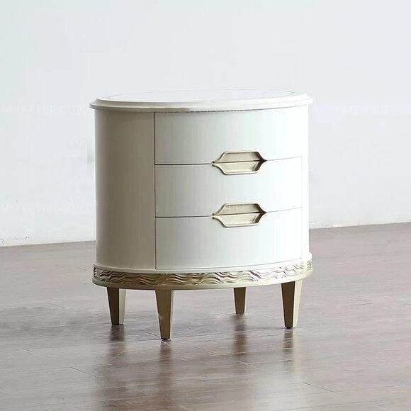 Nachttisch Tische Konsolen Schlaf Konsole Zimmer Kommode Beistell Holz Oval Neu