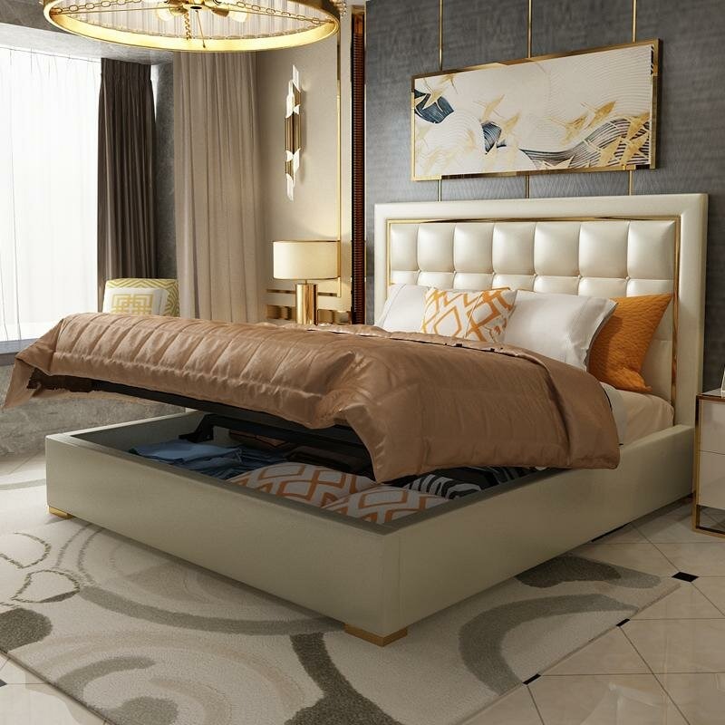 Bett Polster Design Luxus Doppel Betten Grau Schlaf 180x200cm Zimmer