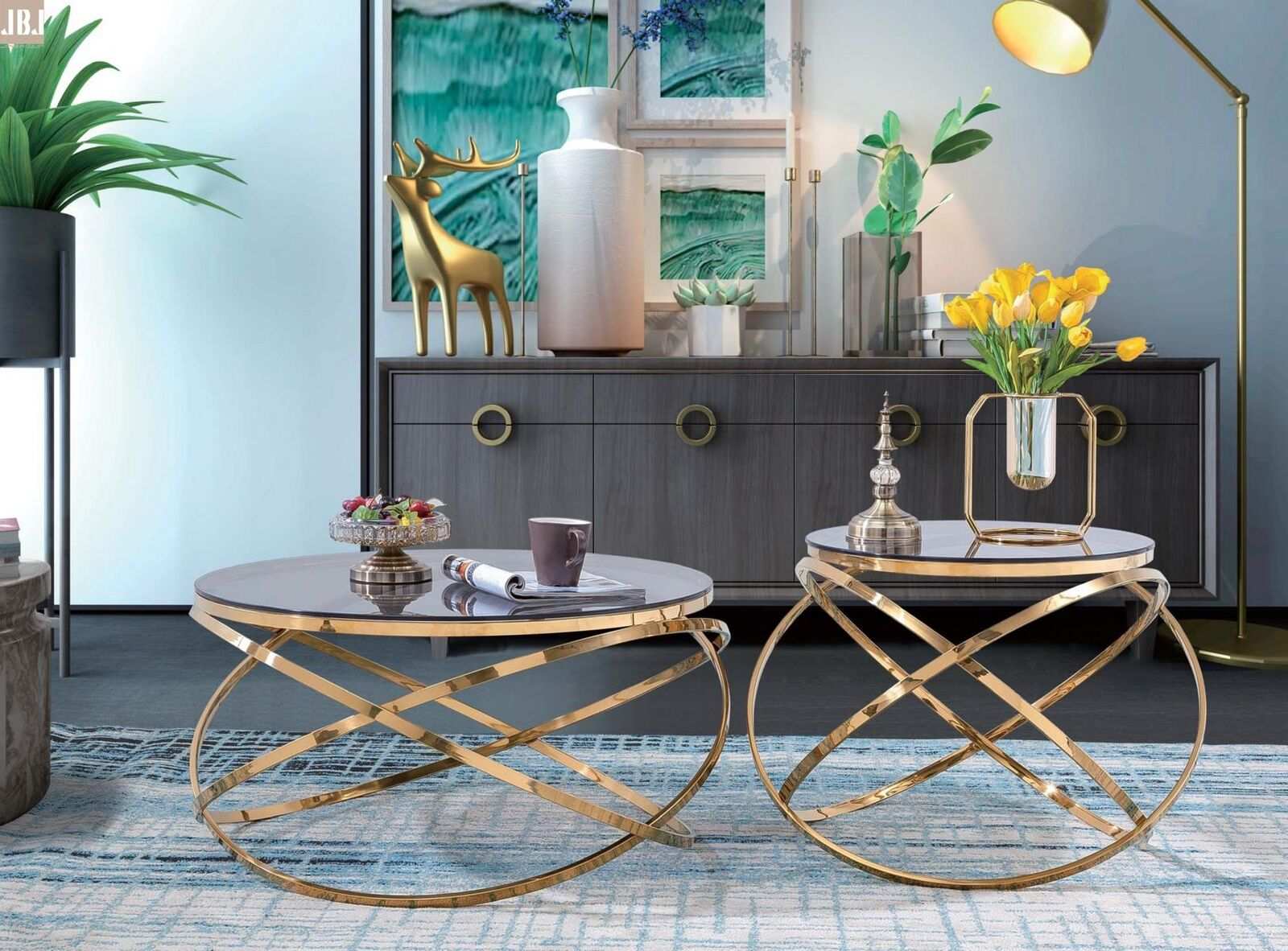 Designer Metall Edelstahl Wohnzimmer Kunstmarmor Tisch Tische Luxus Neu Sofort