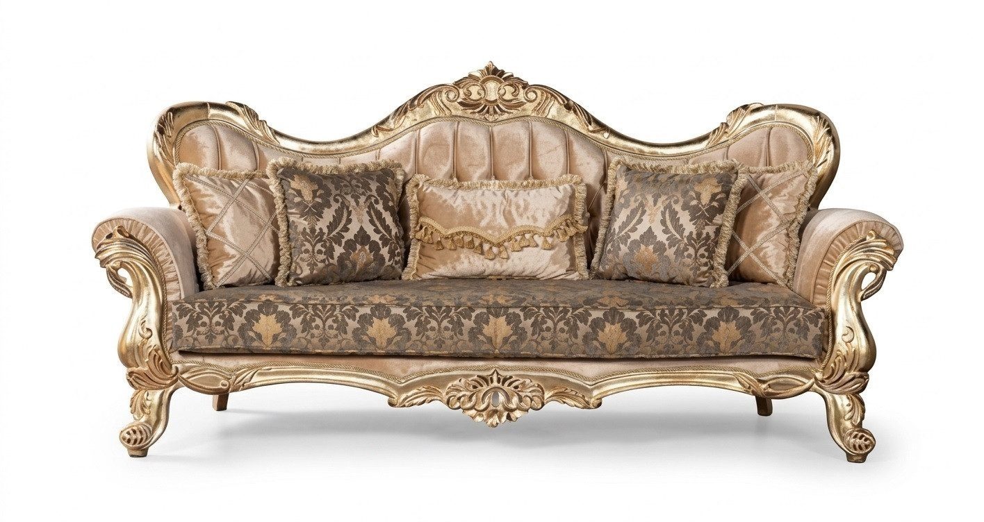 Klassisches 3-Sitzer Sofa aus Textil für Wohnzimmer Komfort Sofort