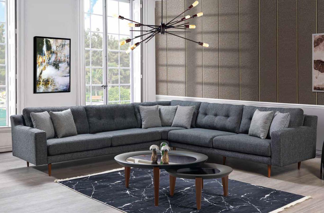 Modernes Graues Polstersofa Wohnzimmer Stoffsofa Designer L-Form Couch