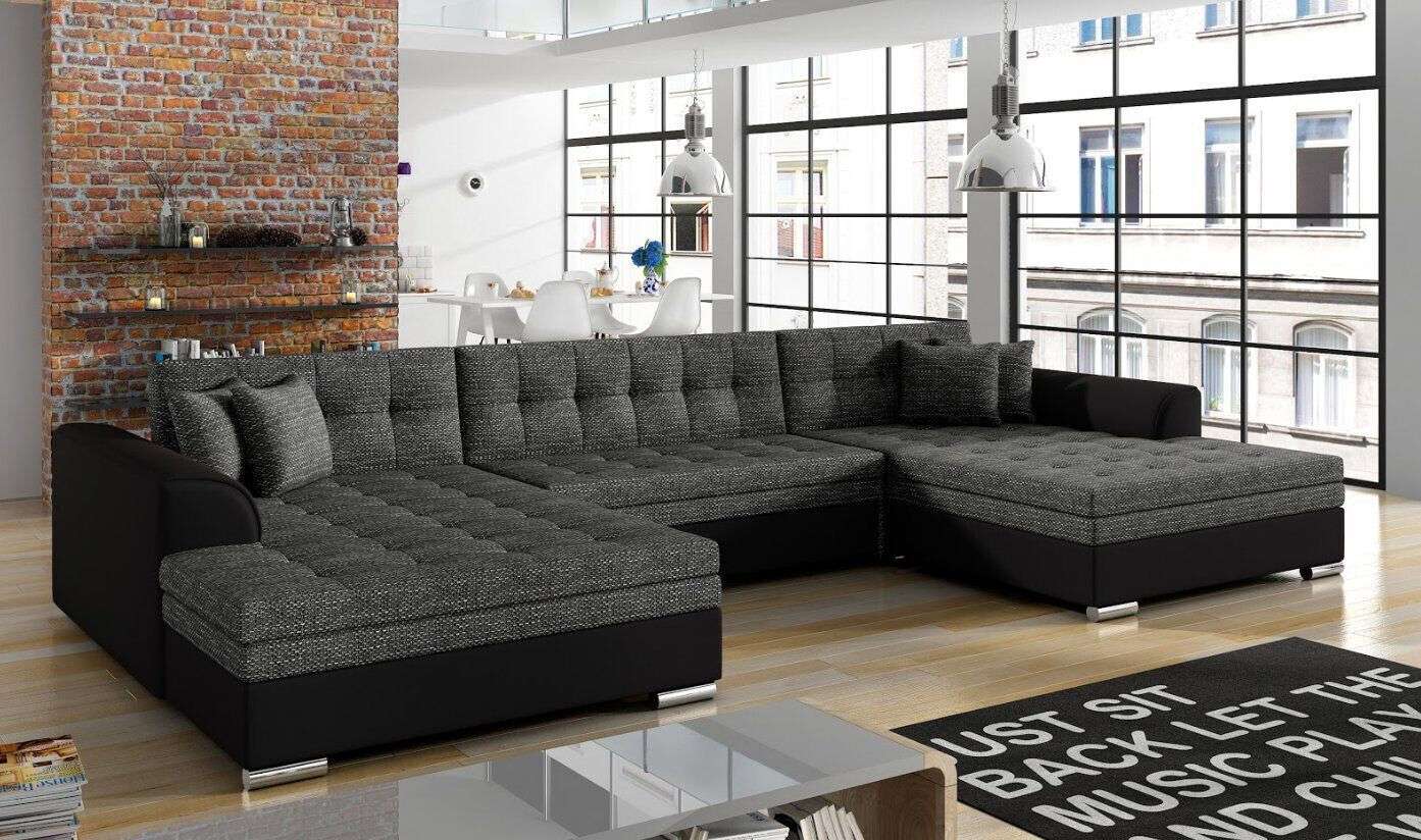 Klassisch Design Ecksofa Vento Bettfunktion Couch Leder Polster Textil Sofort