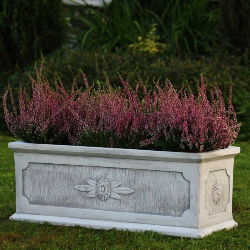 Massiver Garten Pflanzgefäß Blumenkasten Pflanztrog Blumentopf aus Steinguss