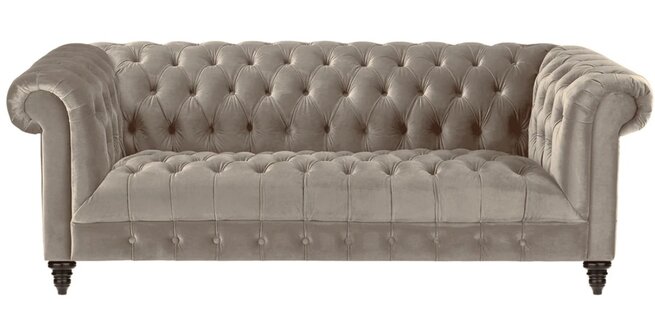 Beige Samt Couch Luxus Polster Chesterfield Möbel Sofa mit Knöpfen Dreisitzer