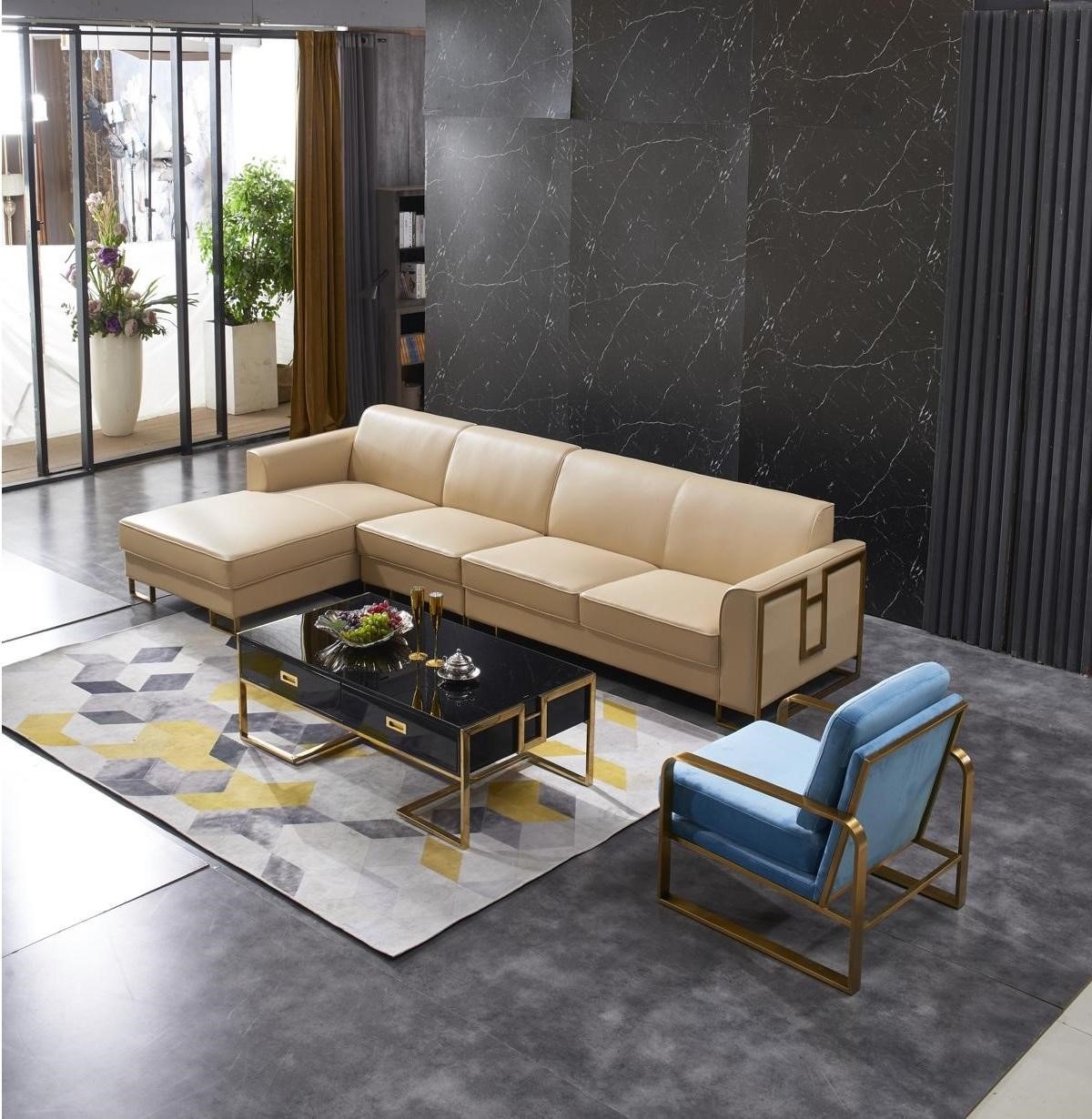 Modernes Sofa Ecksofa L Form Sessel Couchtisch Hocker Ecksofa Polster