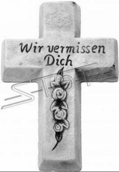 Grabengel Kreuz Klassisch Grab Deko Grabschmuck Stein Dekoration Statue