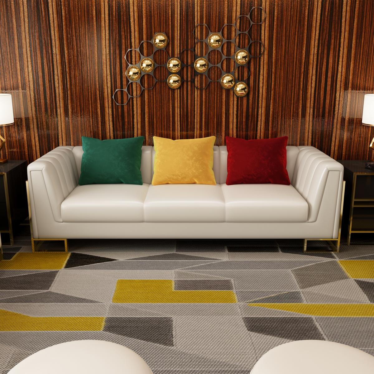 Sofa 3 Sitzer Leder Sofas Couch Polster Garnitur Deko Sofagarnitur Moderne