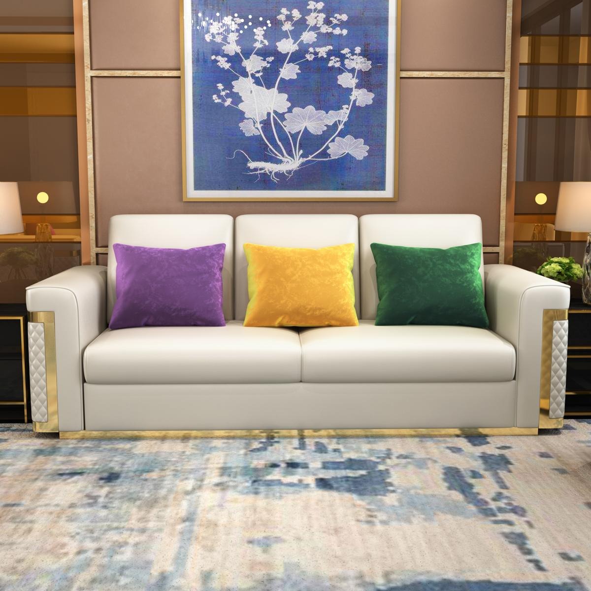 Design Polster Luxus Sitz Sofa Couch Textil Sofa 3 Sitzer Kunstleder Dreisitzer !