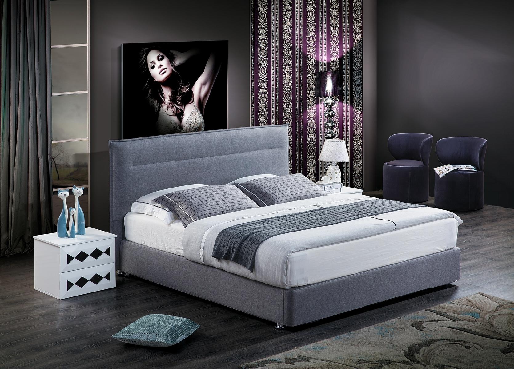Luxus Boxspring Bett Stoff Hotel Blaue Betten Schlafzimmer Möbel Design Doppel.