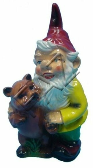 Design Zwerg mit Teddybären Figur Garten Statue Skulptur Figuren