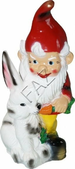 Design Zwerg mit Kaninchen Figur Garten Statue Skulptur Figuren
