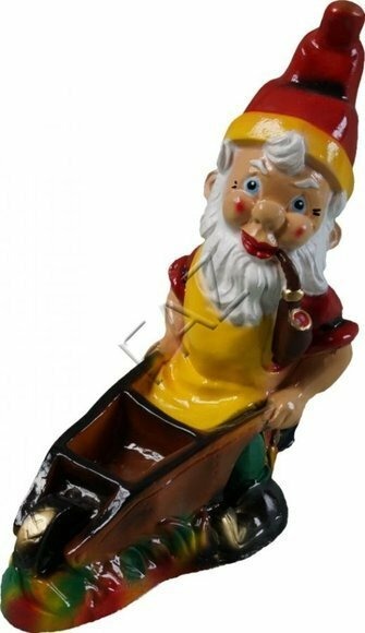 Design Zwerg mit Schubkarre Figur Garten Statue Skulptur Figuren