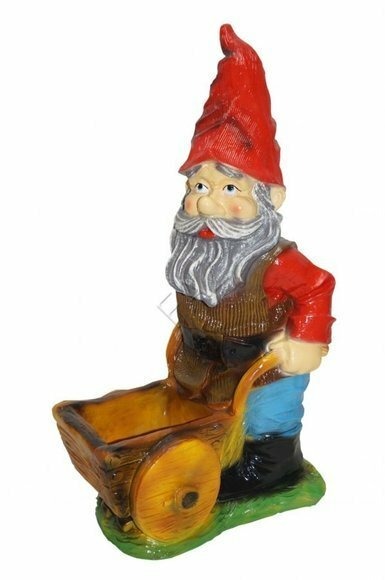 Design Zwerg mit Schubkarre Figur Garden Statue Skulptur Figuren