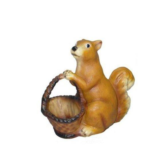 Eichhörnchen mit Korb Figur Dekoration Skulptur Statue Figuren