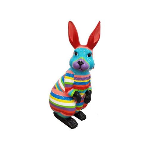 Abstrakter Osterhase Handbemalte Figuren Skulptur Statue Bunt