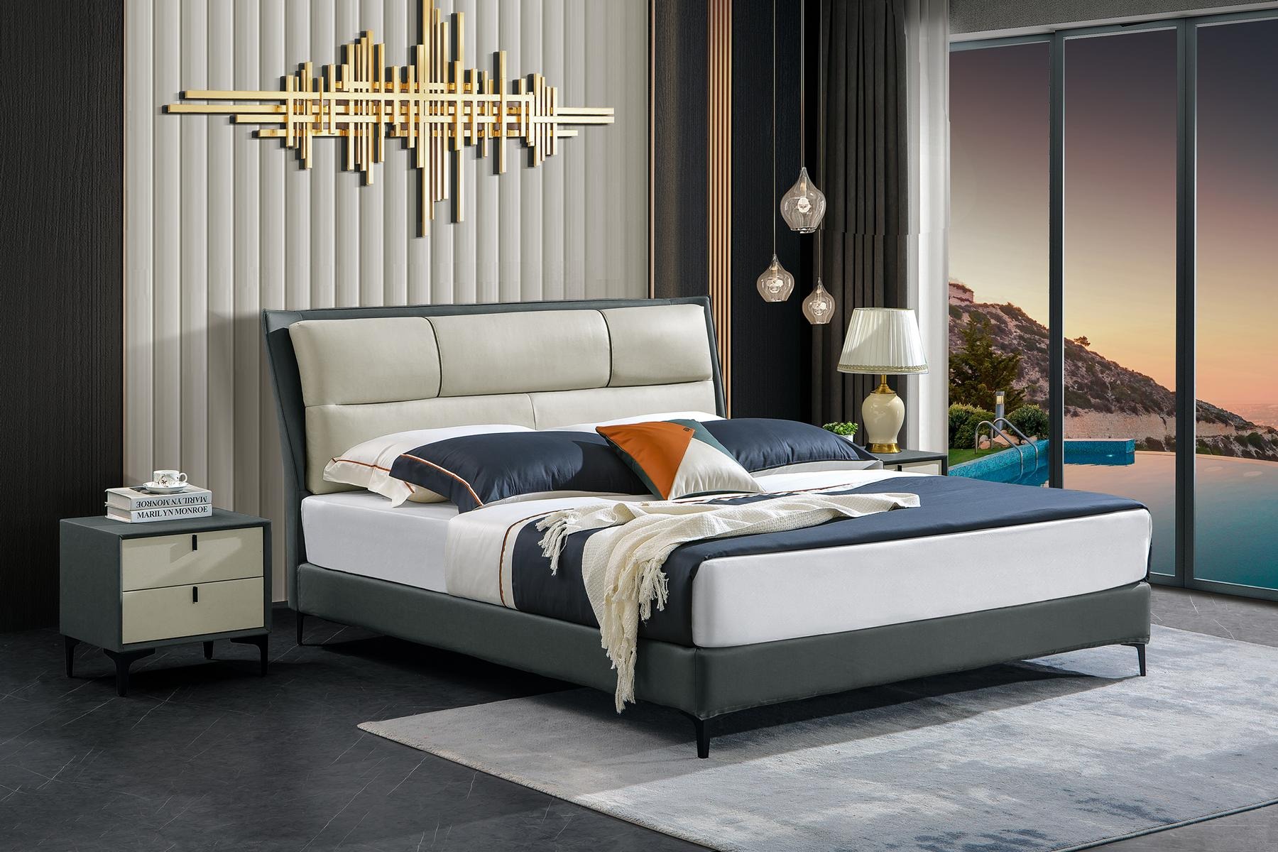 Schlafzimmer Bett Nachttische 3 tlg Set Luxus Design Betten Holz Doppelbett