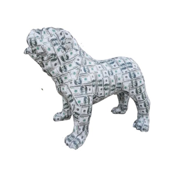 US Dollar Figur Statue Hund Skulptur Deko Garten Design 74x90cm