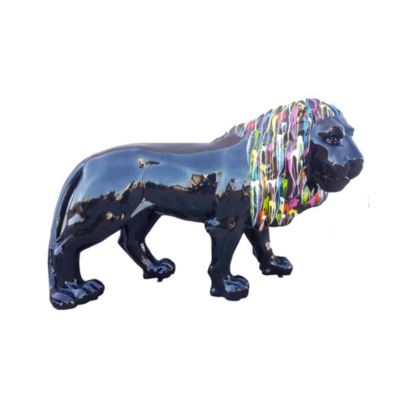 Design Statuen Bunte Figur Bemalte Löwe Skulptur Deko Garten