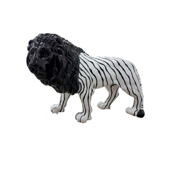 Design Statuen Bunte Figur Bemalte Löwe Skulptur Dekorative Abstrakt Garten