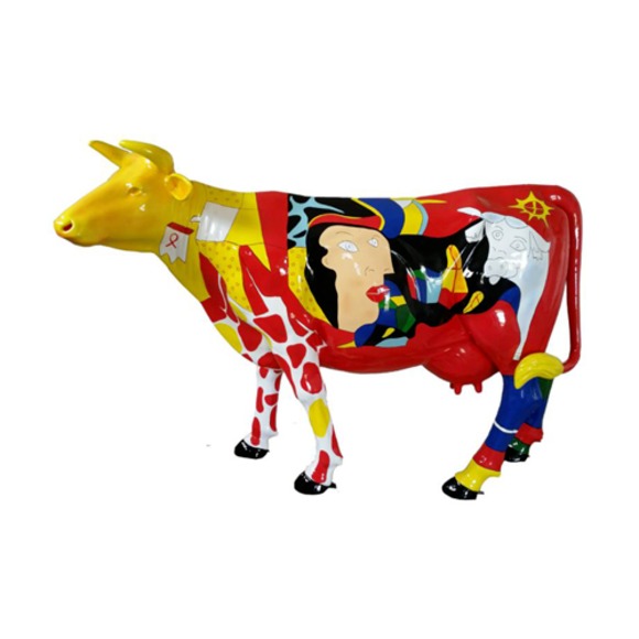Bunt Bemalte Figur Statue Rind Skulptur Deko Garten Design Statuen