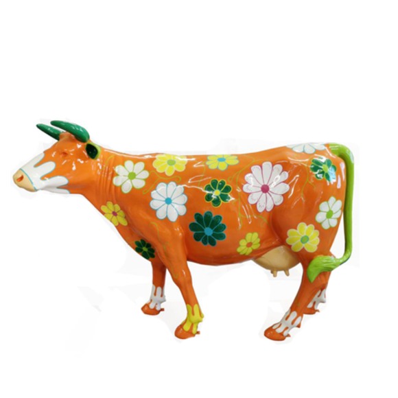Bunt Bemalte Figur Statue Kuh Skulptur Deko Garten Design 147x210m