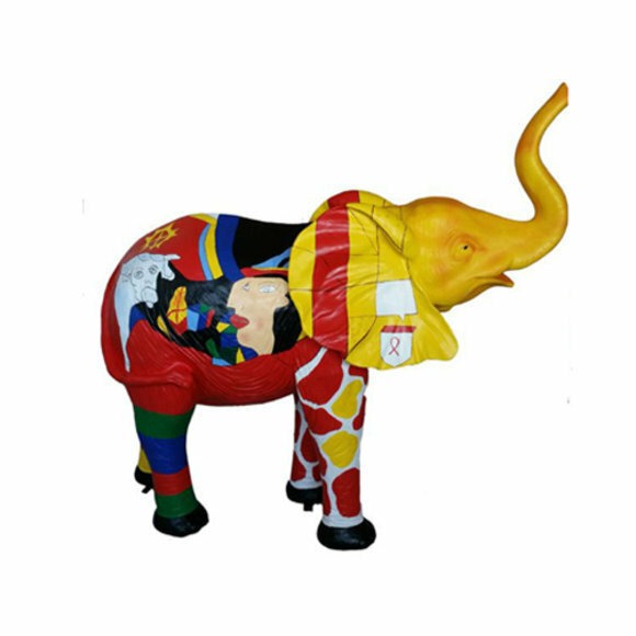 Design Statuen Bunte Figur Bemalte Statue Elefant Deko Garten