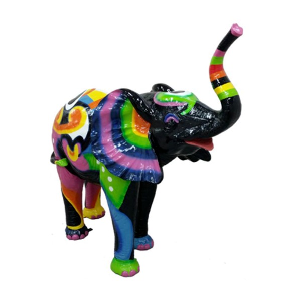 Bunt Figur Bemalte Statue Elefant Skulptur Deko Garten Design
